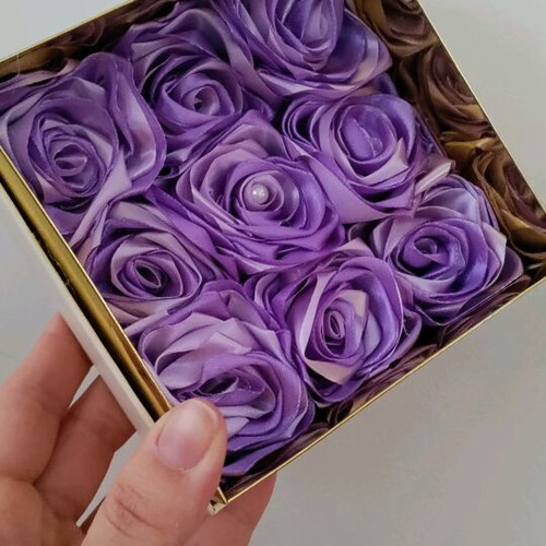 Box with roses new, handmade two-tone satin