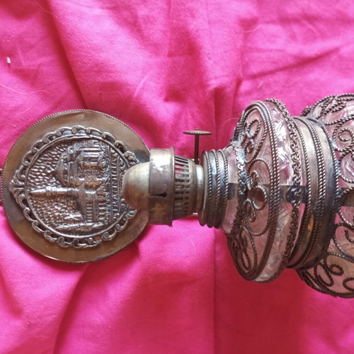 Collectible Ioannina Wall Oil Lamp with Filigree Folk Art