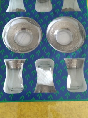Traditional Turkish tea set new with 6 glasses, 6 saucers, 6 spoons