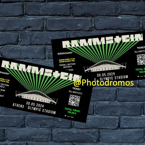 Rammstein Hard-Copy Concert Ticket Personalized Memorabilia