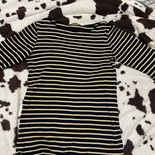Zara organic cotton striped top black and beige like new