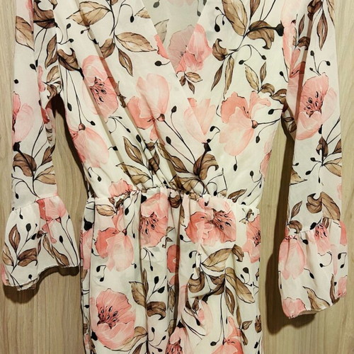 Summer dress short white with pink flowers like new