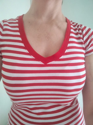 Tommy Hilfiger t-shirt small, σαν καινούργιο, βαμβακερό, κόκκινες και λευκές ρίγες