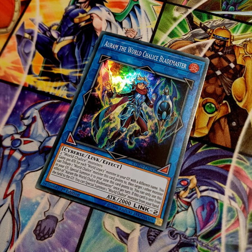 Auram the World Chalice Blademaster Yu-Gi-Oh! card COTD Super Rare 1st Edition
