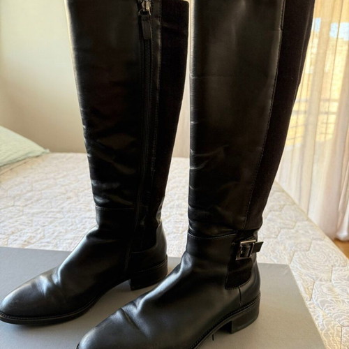 Women's leather boots used, size 37, black
