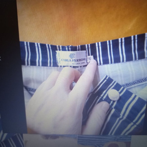 Women's striped pants like new, size L, white and blue