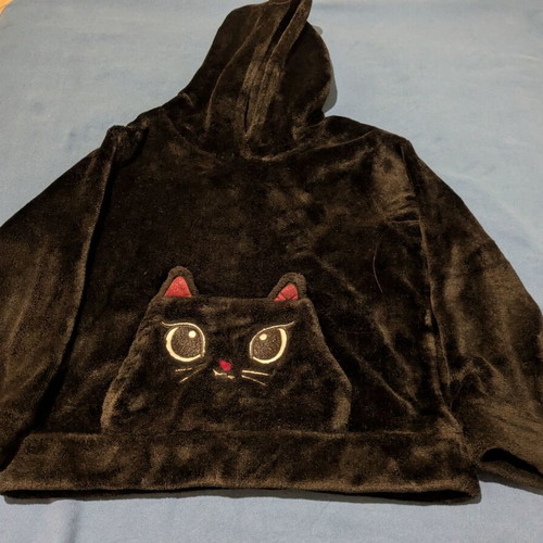 H&M plush black hoodie size 122/128 cm for 6-8 years old, like new