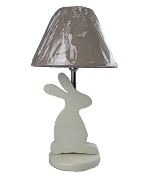 Table lamp made of wood with fabric shade new
