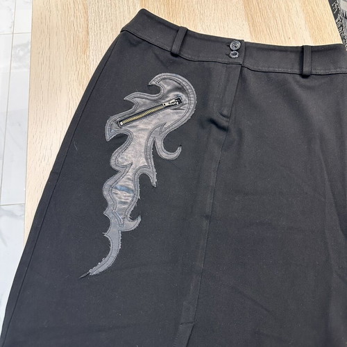 RANNIA black skirt with faux leather and zipper, size 38, used