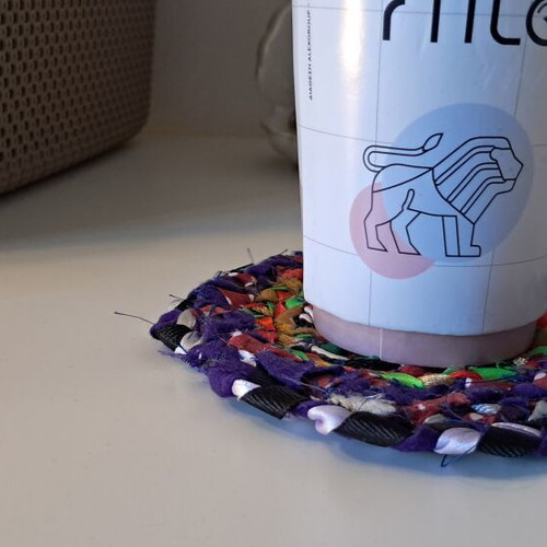 Handmade colorful fabric coaster like new