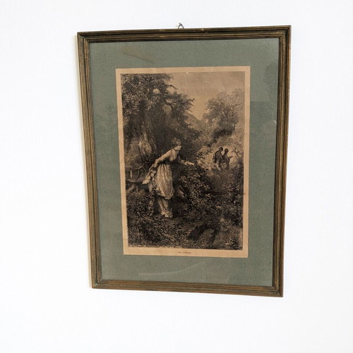 Woodcut used in frame before 1900 possibly wood engraving