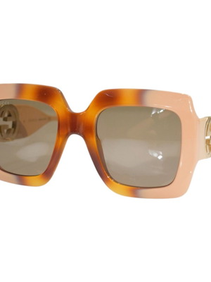 Gucci GG1022S oversized square sunglasses amber peach