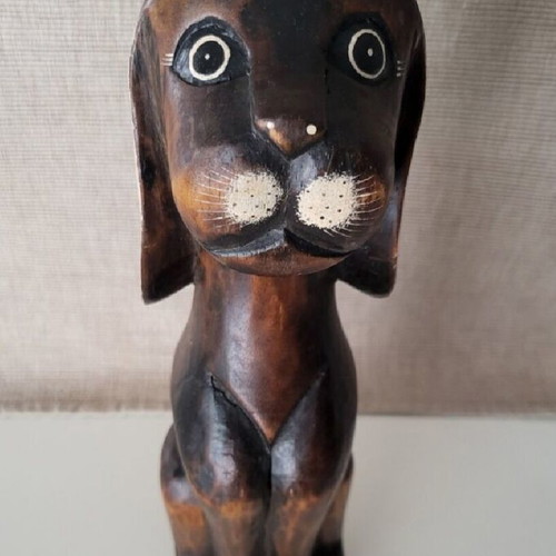 Handmade wooden dog decoration like new