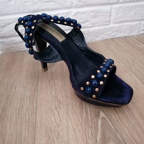 Giancarlo Paoli sandals used, high heels blue with stones