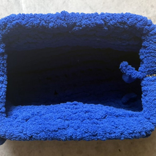 Handmade women's knitted handbag blue
