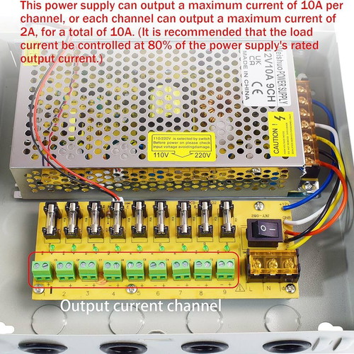CCTV Power Supply 12V 10A 120W Metal 9-Channel