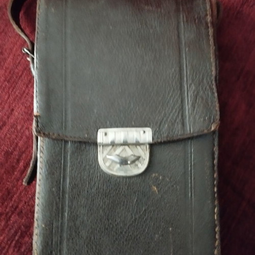 Leather case for analog camera used, vintage style