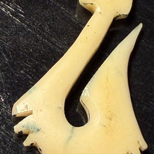 Maori Fish Hook Hei Matau handmade pendant with natural bone and leather cord like new