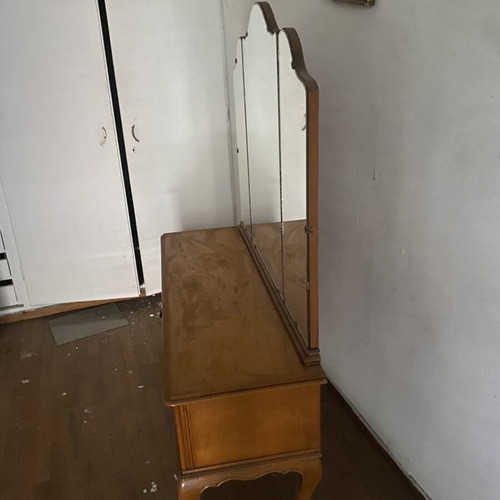 Wooden antique vanity with mirror used