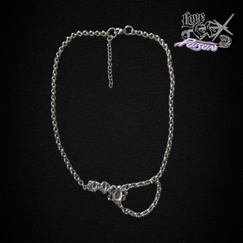 Love X Poison handmade stainless steel chain necklace with moonstone beads