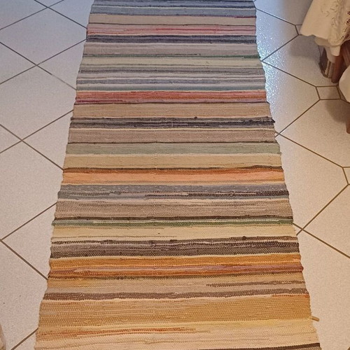 Traditional handmade woven rag rug like new 270x70cm