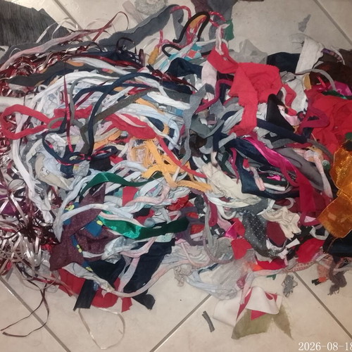 Fabric remnants small strips, approx. three small bags