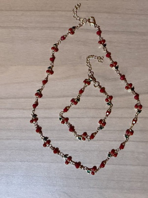 Cherry necklace and bracelet set stainless steel new