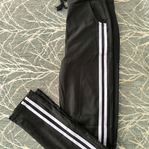Women's sweatpants new, black with white stripes, size L/XL