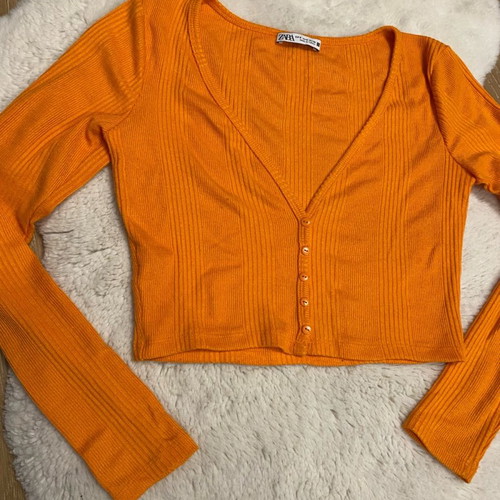 Zara cropped cardigan used, orange, size S