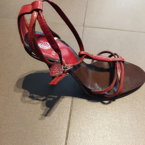 Versace sandals size 37 like new, red leather with metal details