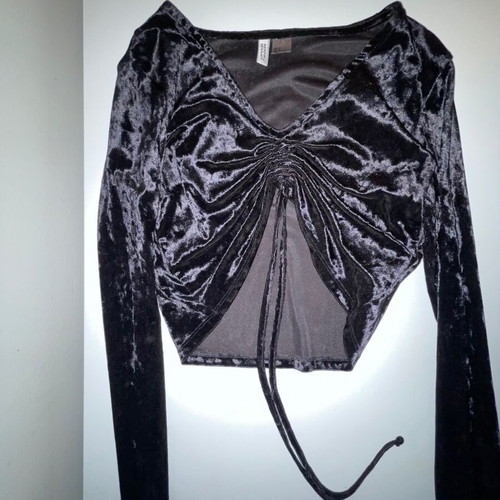 Velvet top H&M black like new, size S