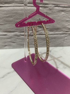 Large hoop earrings with rhinestones like new, gold tone