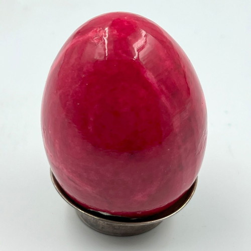 Alabaster red egg with silver 925 base made to order
