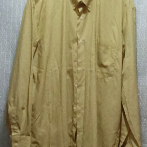 Cotton men's shirt long sleeve size L like new mocha mustard color
