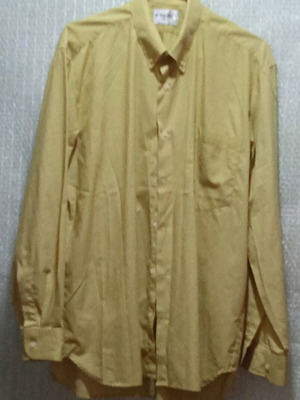 Cotton men's shirt long sleeve size L like new mocha mustard color