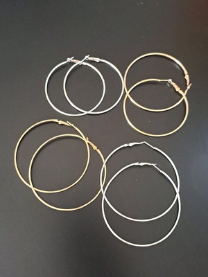 Hoop Earrings Set like new, gold and silver tones