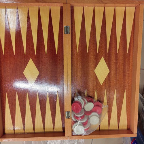 Backgammon wooden kaplamas new 50x50 cm