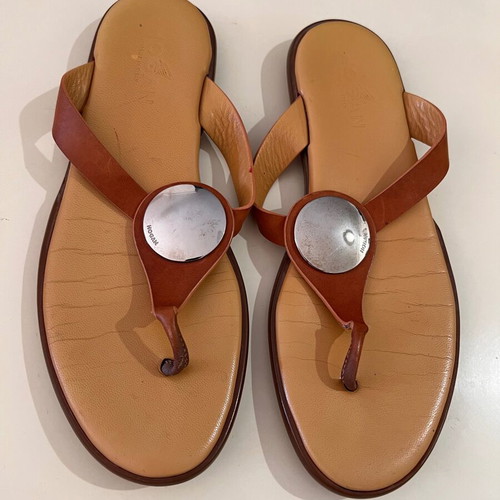 Hogan leather sandals used, beige and brown, size 39