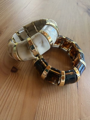 Set Chunky Bracelets new, beige and gold elastic