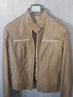 Genuine leather jacket, beige, size L, made in Italy