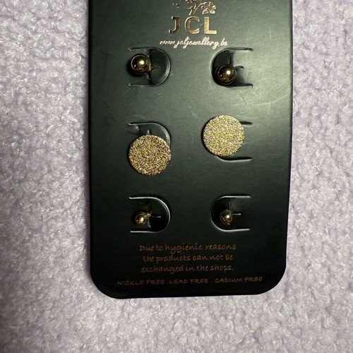 JCL earrings new set of 3 pairs gold tone