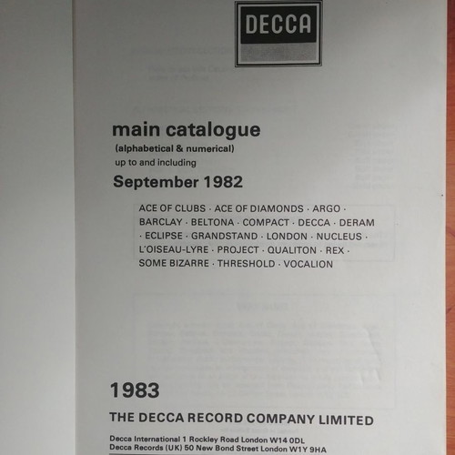 DECCA main catalogue 1983 μεταχειρισμένο συλλεκτικό