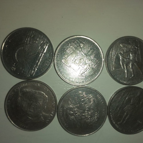 500 Drachma Coins used, collection of 6 pieces
