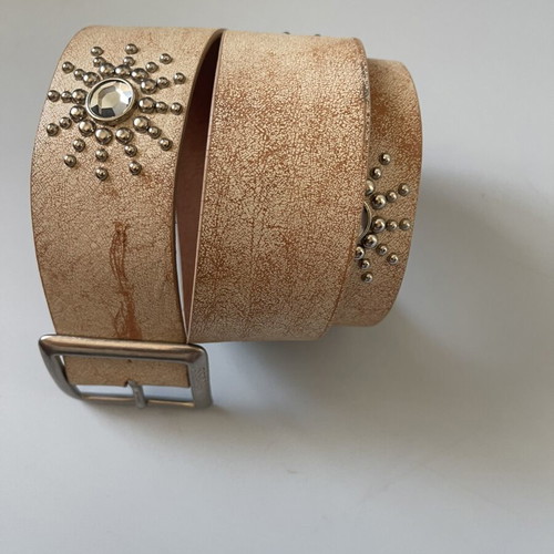Vintage Guess leather belt metallic with studs and crystals, like new