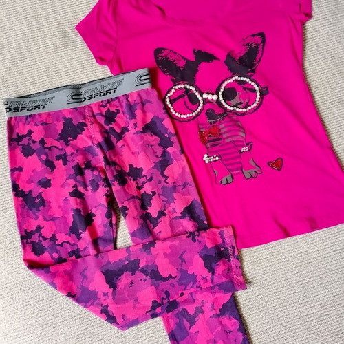 Girls' set with leggings and blouse for 10 years old, like new, pink