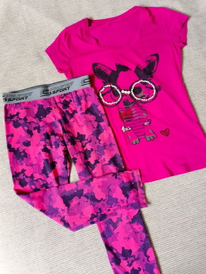 Girls' set with leggings and blouse for 10 years old, like new, pink