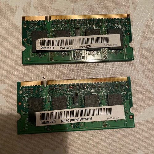 Laptop RAM 2x1GB DDR2 Samsung and Hynix used