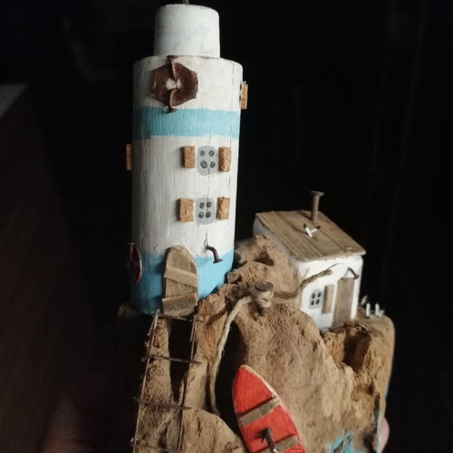 Shabby chic lighthouse decoration with house new