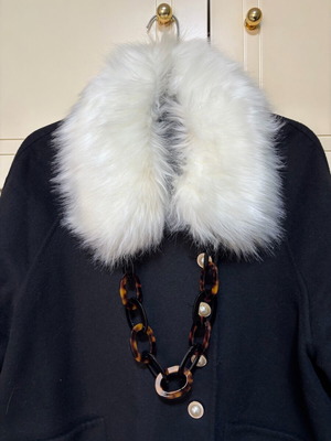 Ημίπαλτο καινούργιο large με αποσπώμενη γούνα μαύρο