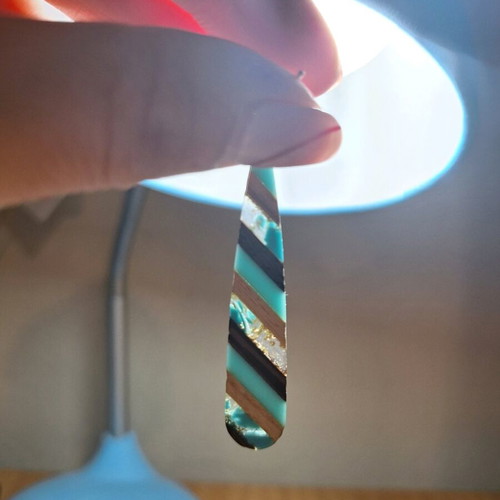 Turquoise earrings new with turquoise, brown and gold details